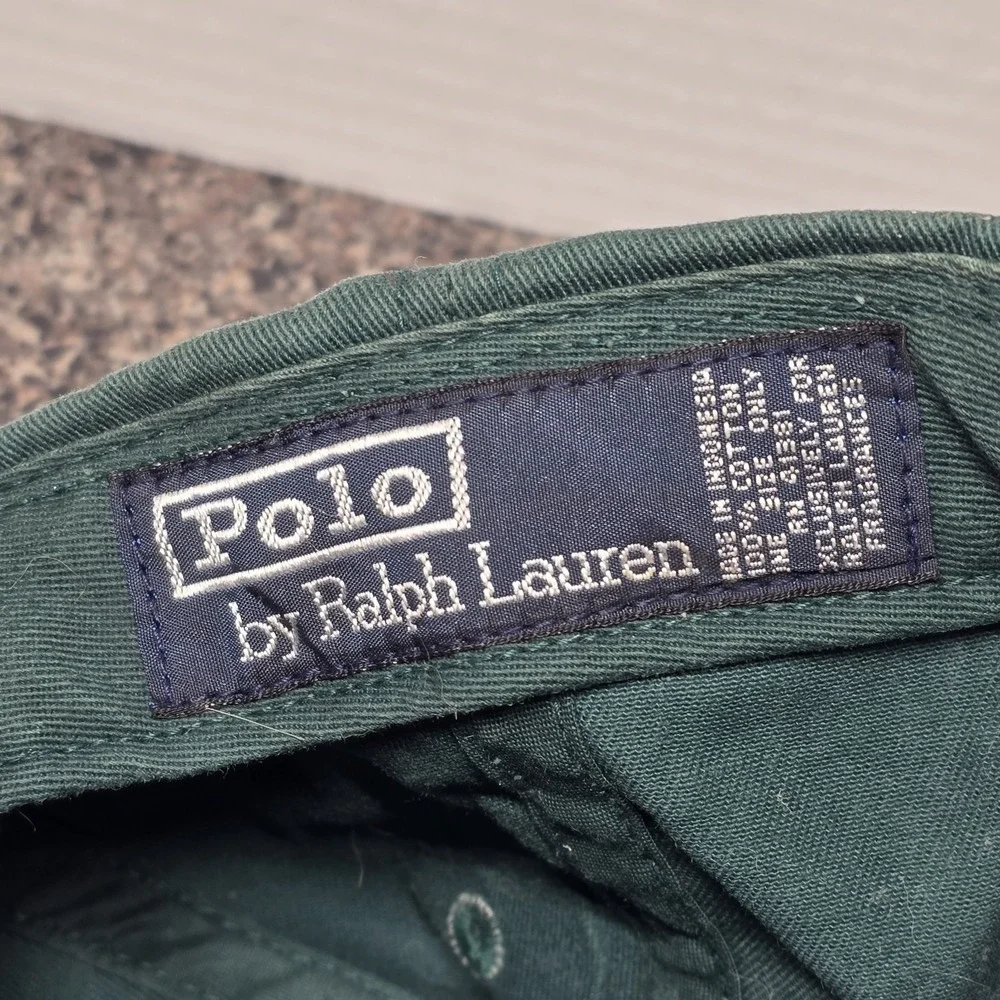 Vintage Polo Ralph Lauren Hat Green Est 1967 Pony Logo Strapback 90s Dad Cap